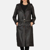 Fixon Hooded Black Trench Coat